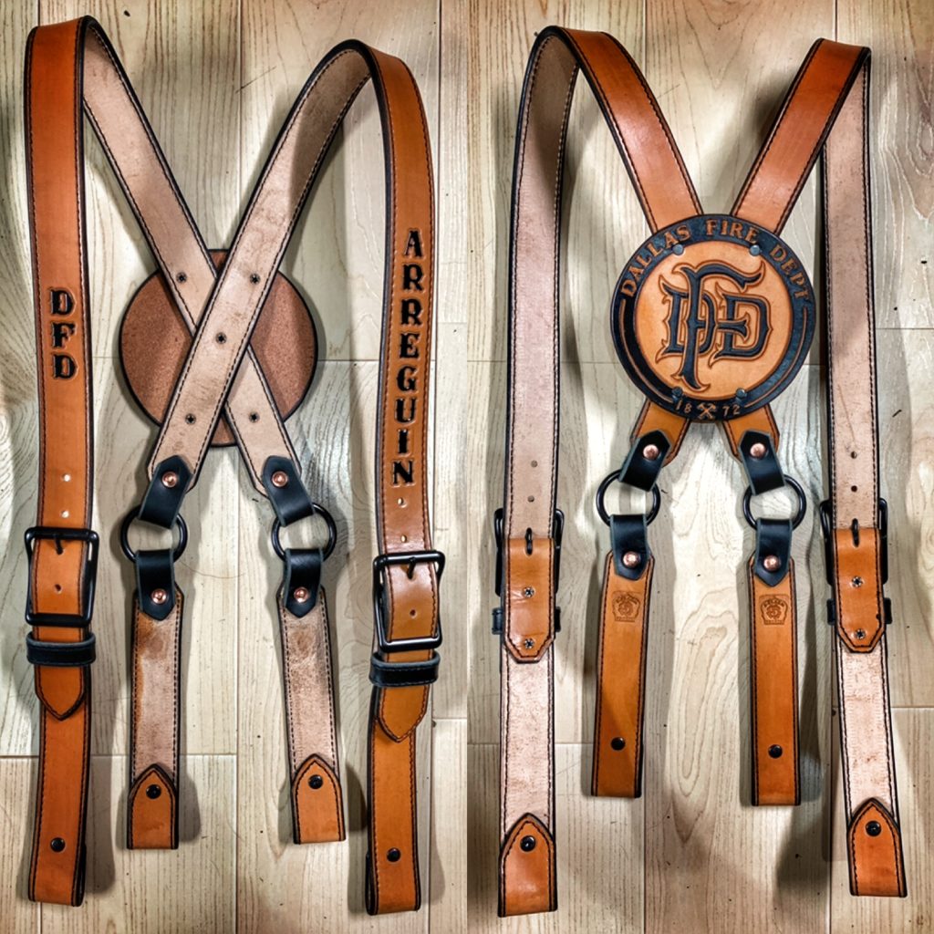 Suspenders With Custom Leather Front